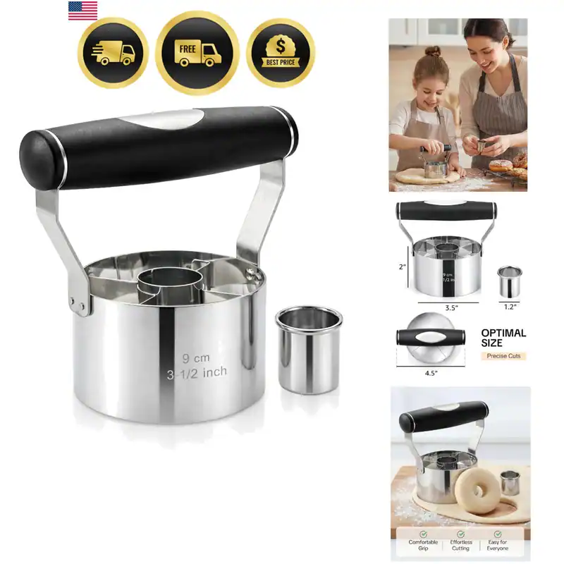 Donutschneider mit Loch, 3,5" Edelstahl Donutschneider | Ergonomische Sof...