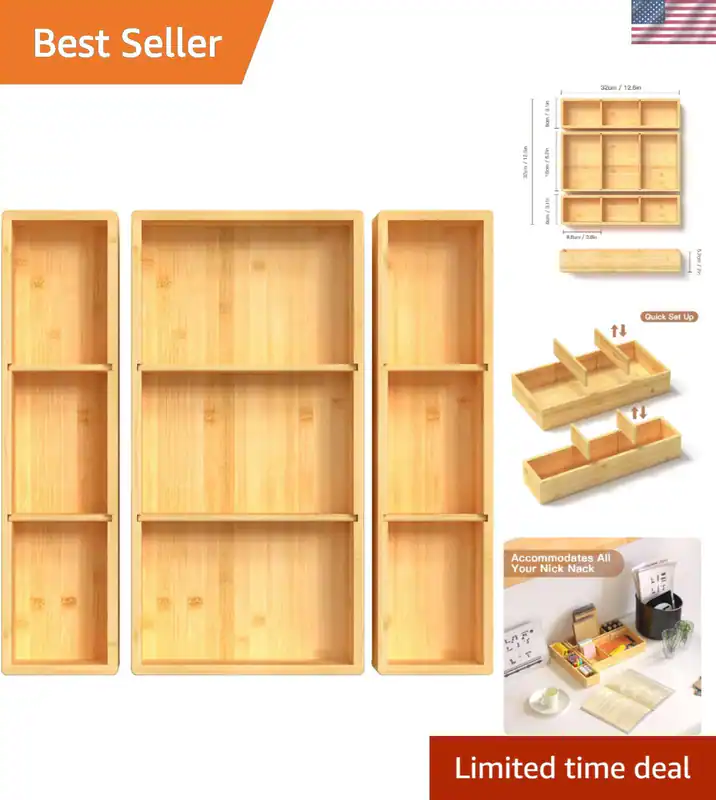 Bambus Schublade Organizer Set für Küche Bad Make-up Schmuck Aufbewahrung
