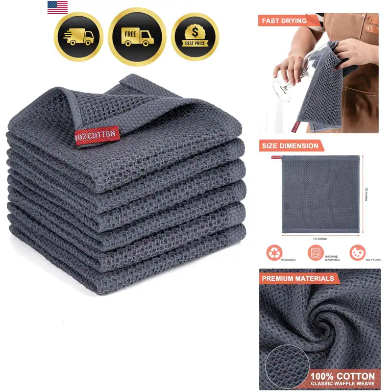 Küchentücher 6er Pack Küche Geschirrtücher, 100% Baumwolle Handtücher