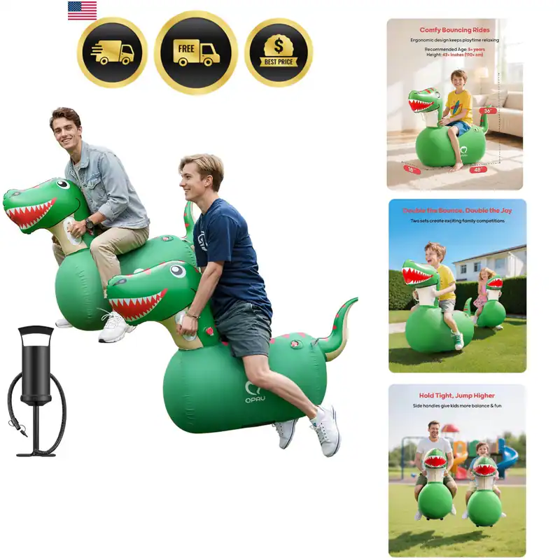 Aufblasbares Hüpfspielzeug Dinosaurier Spielzeug 2 Stück mit Handpumpe,