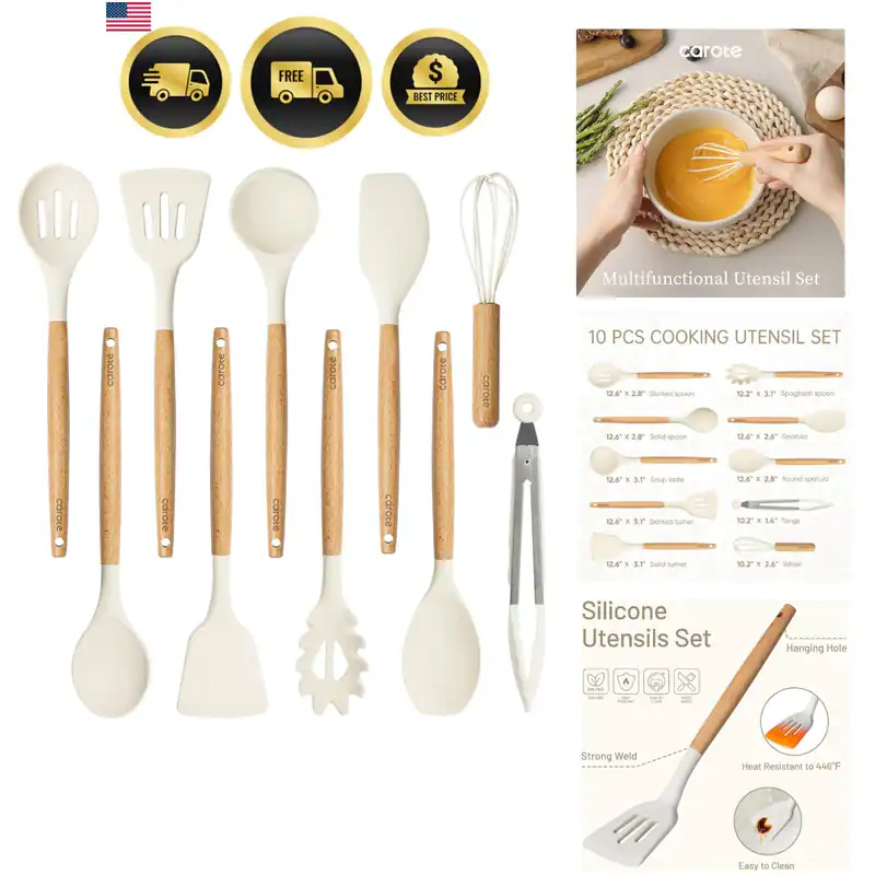Silikon Kochutensilien Set, Küchenutensilien Set 10-teilig zum Kochen, BPA F...