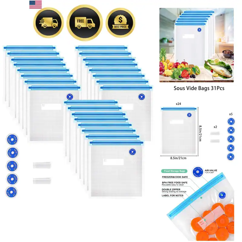 Wiederverwendbare BPA Frei Vakuumierbeutel 8,5 * 8,5 Zoll, 31 Stück 24 Stück