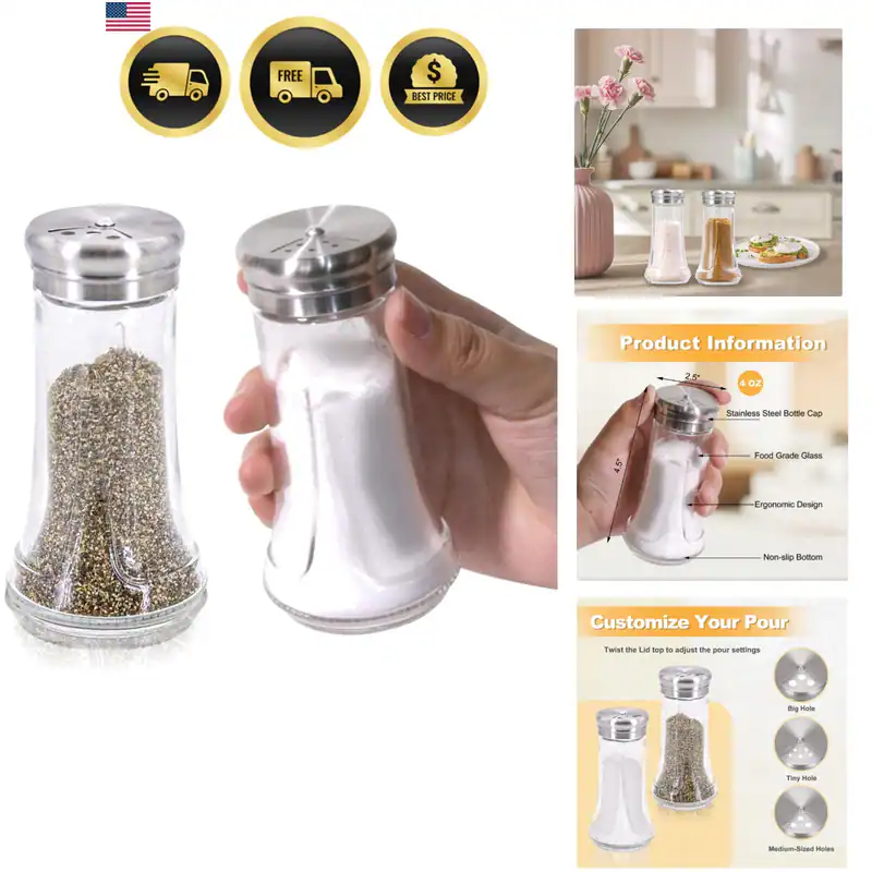 Salz & Pfefferstreuer Set für Küche - 4 Unzen Klarglas Salz & Pfefferstreuer...