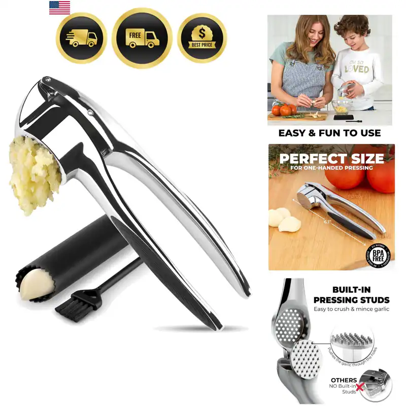 Knoblauchpresse Set - Rostfrei & Spülmaschinenfest Knoblauch Fleischwolf