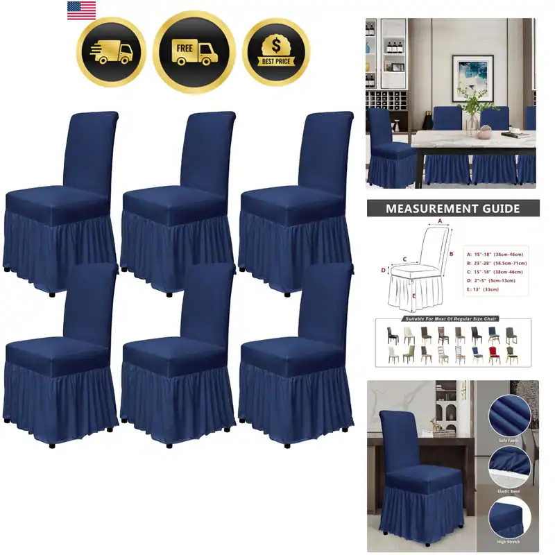 Stuhlhussen für Esszimmer 6er Set Stretch Stuhlschonbezüge mit Rock für...
