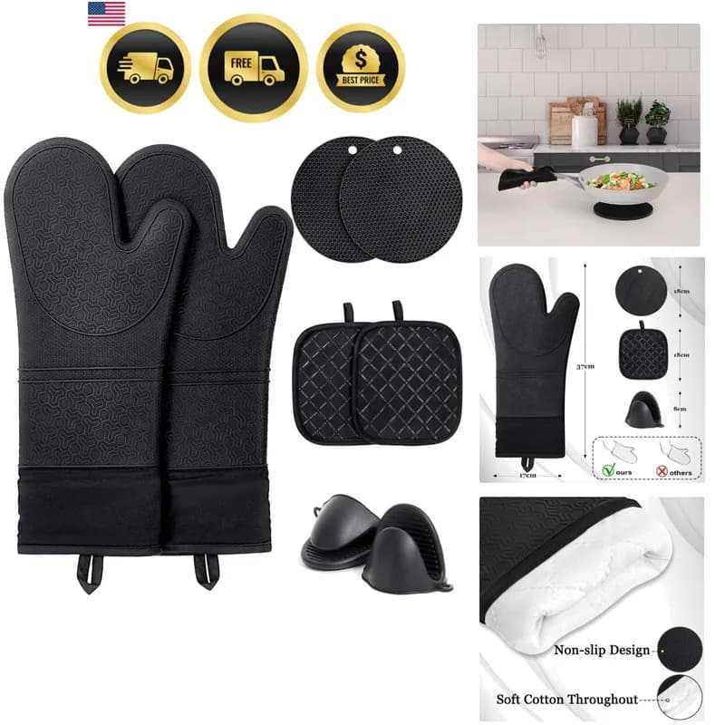 8 Stück Ofenhandschuhe und Topflappen Sets - 480 ° F Hitzebeständige Topflappen