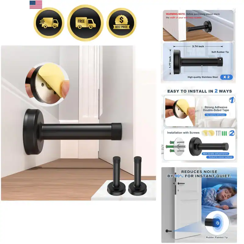 2 Stück Türstopper, Wandschutz ohne Bohren mit gummigepolsterter Spitze, 304...