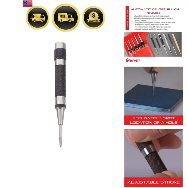 Stahl Automatischer Zentrierstanze mit verstellbarem Hub - 5" Länge, 9/16"