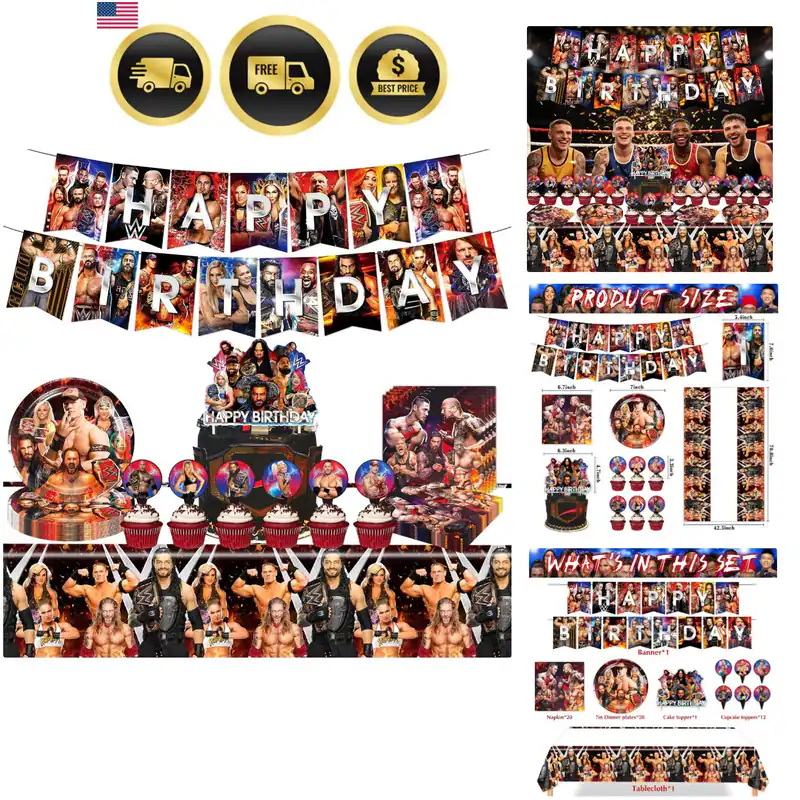 Wrestling Geburtstag Zubehör, 55 Teile Wrestling Geburtstag Party Deko inkl...