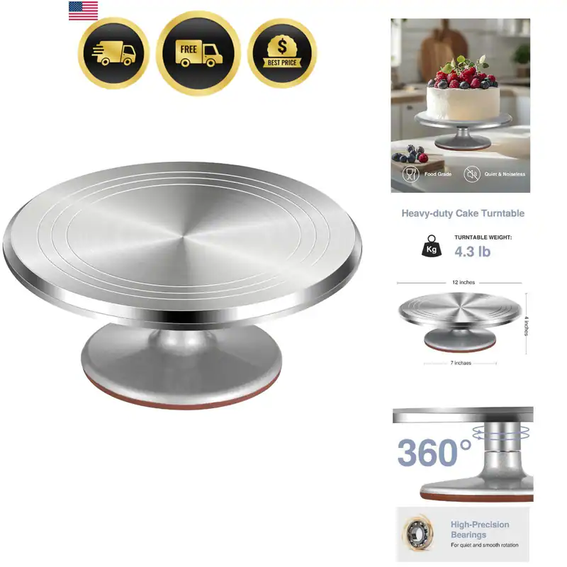 Aluminium Kuchen Drehteller Drehbar Rutschfest Dekorieren Cupcake Kuchen
