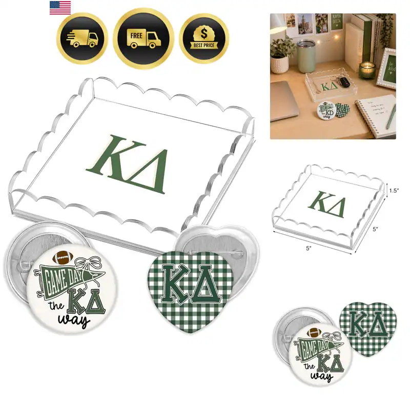 Kappa Delta Geschenkset, KD Tablett & Button Pin Set, lizenzierte