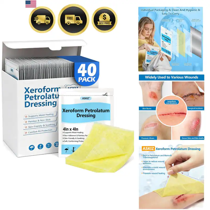 40er Pack Medizinisches Xeroform Petrolatum Verband Pflaster, 4"x4" Nicht
