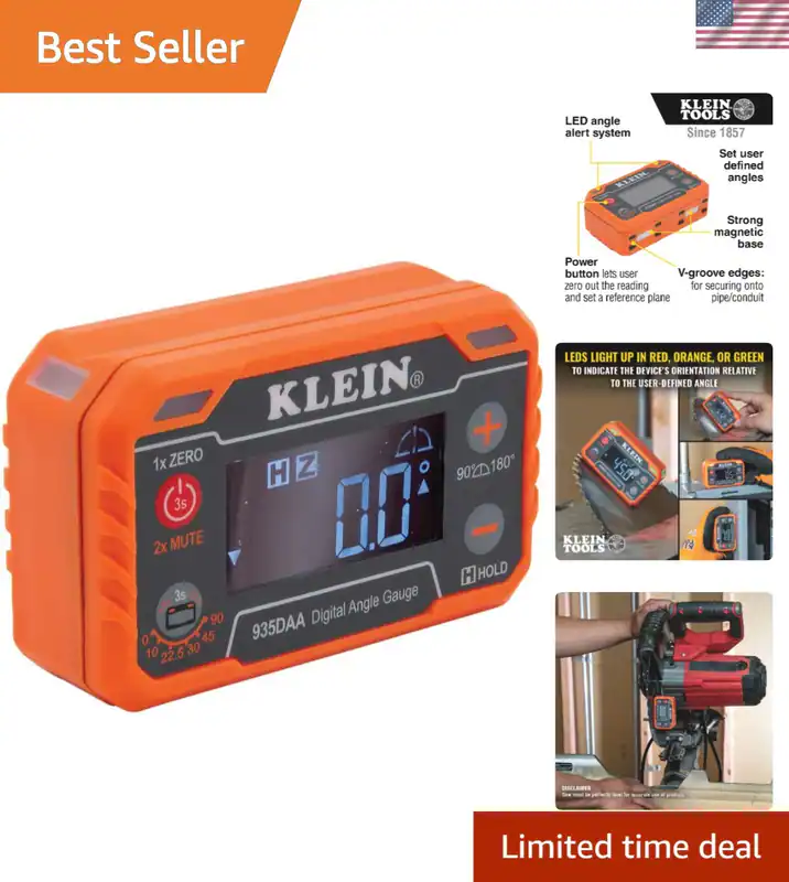 Digitales Wasserwaage und Winkelmessgerät Messset Winkel LED Alarm 0 180 Grad