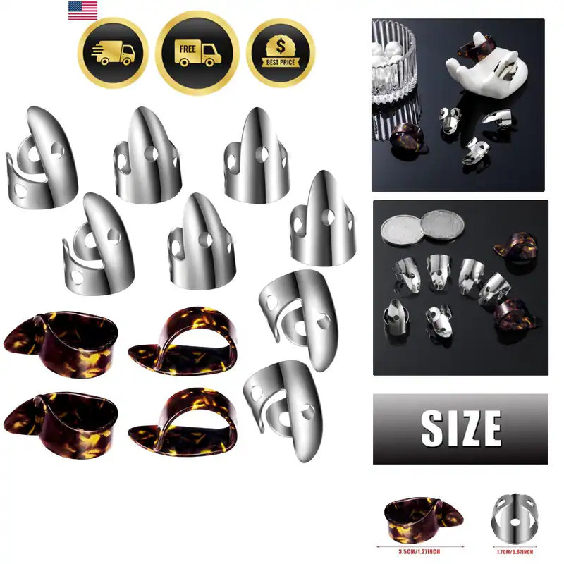 12 Stück Stahl Finger Plektren Set, einschließlich Edelstahl Finger und Daumen