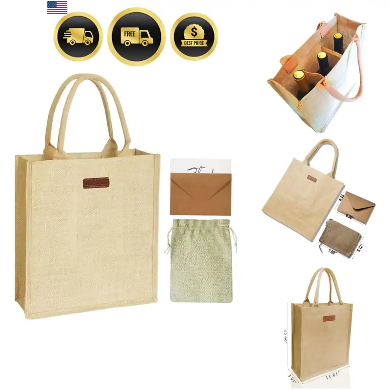 Jute Sackleinen 3 Flaschen Wein Geschenk Tragetaschen mit weichen