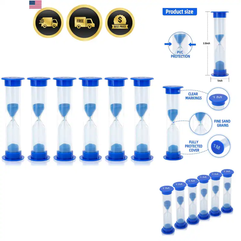 6 Stück Kunststoff 1 Minute Sand Timer Sanduhr Sanduhr Sanduhr, blau