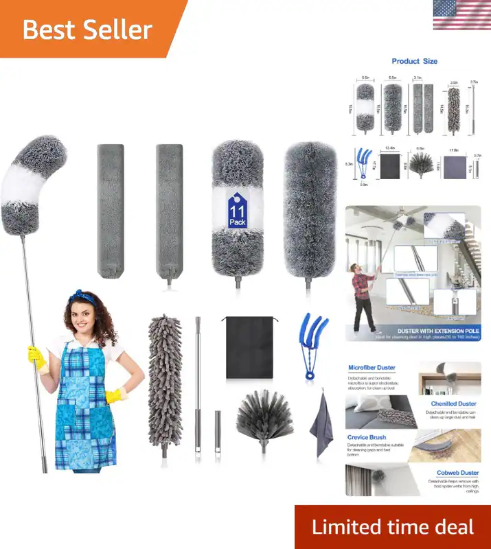 Mikrofaser Staubwedel Kit 11 STCK. Verlängerungsstange für hohe
