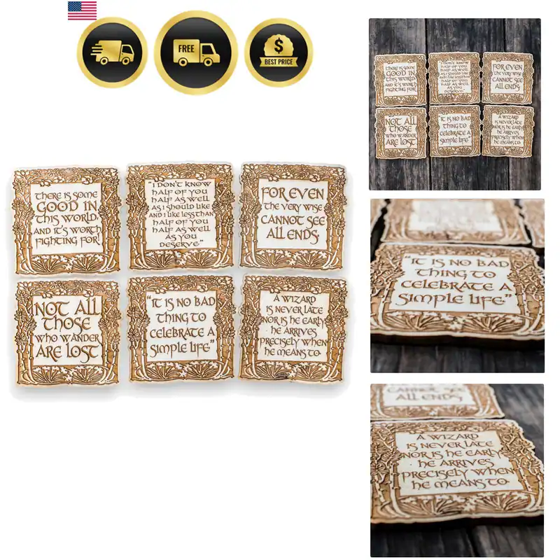 Untersetzer - Fantasy Zitate Untersetzer 6er Set Rohholz