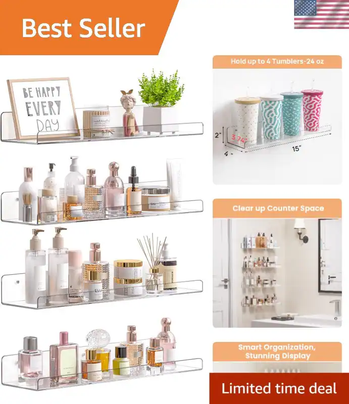 Acryl Regale Wand Organizer 4 Stück Schweberegale zur Aufbewahrung Deko