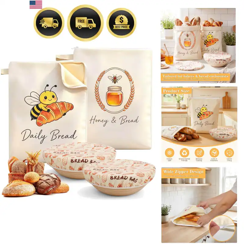 2 Stück Wiederverwendbare Bienenwachs Brotbeutel für Selbstgemachtes Brot &