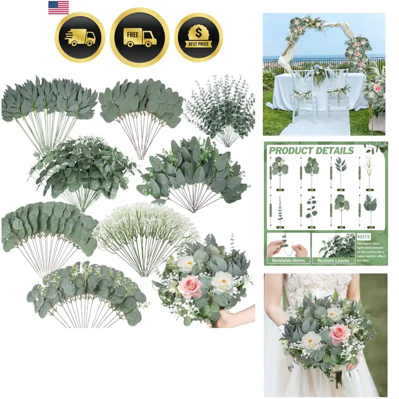 Künstliche Eukalyptus Stiele 200 Stück Kunstgrün für DIY Sträuße Blumendekor
