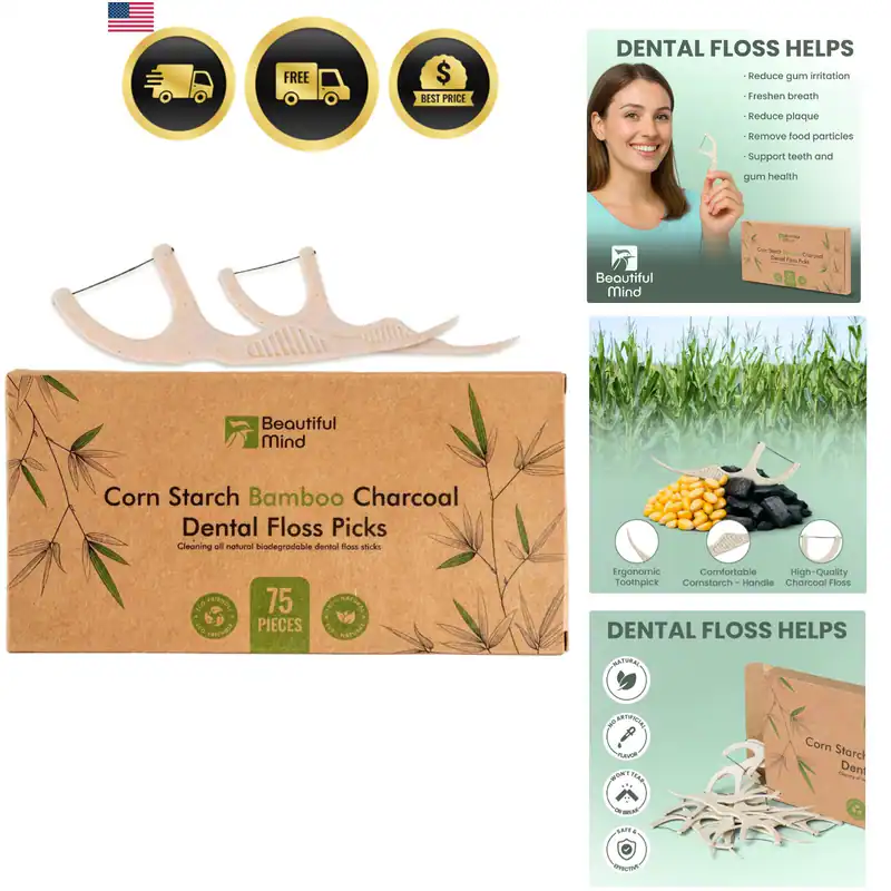 Natürliche Zahnseide Picks 75er Pack - Bio biologisch abbaubare Zahnseide