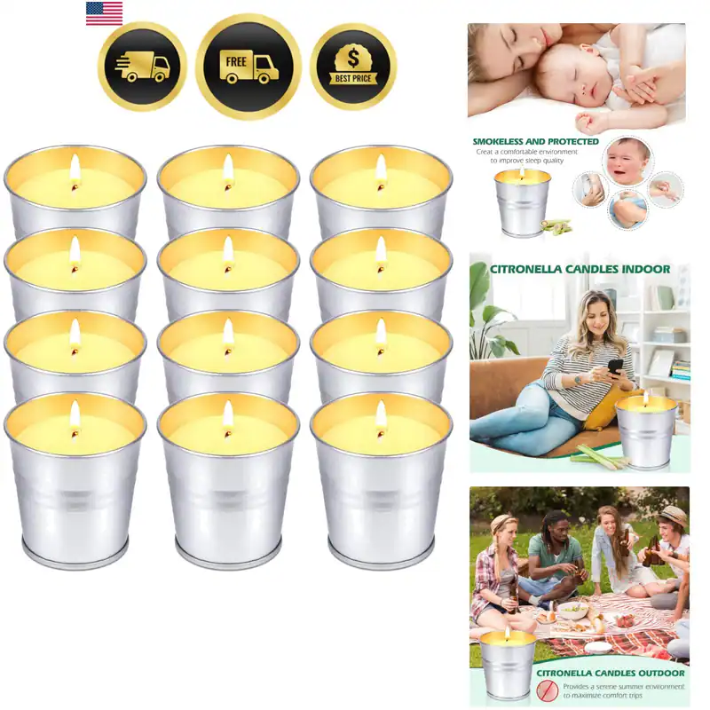 Citronella Kerzen Outdoor Indoor, 12er Pack Citronella Kerzen für Terrasse,