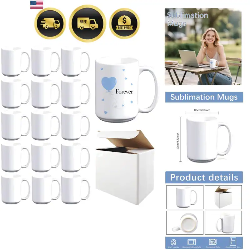 15er Pack 15 Unzen Sublimation Becher mit Boxen runder Griff Tazas Para 15