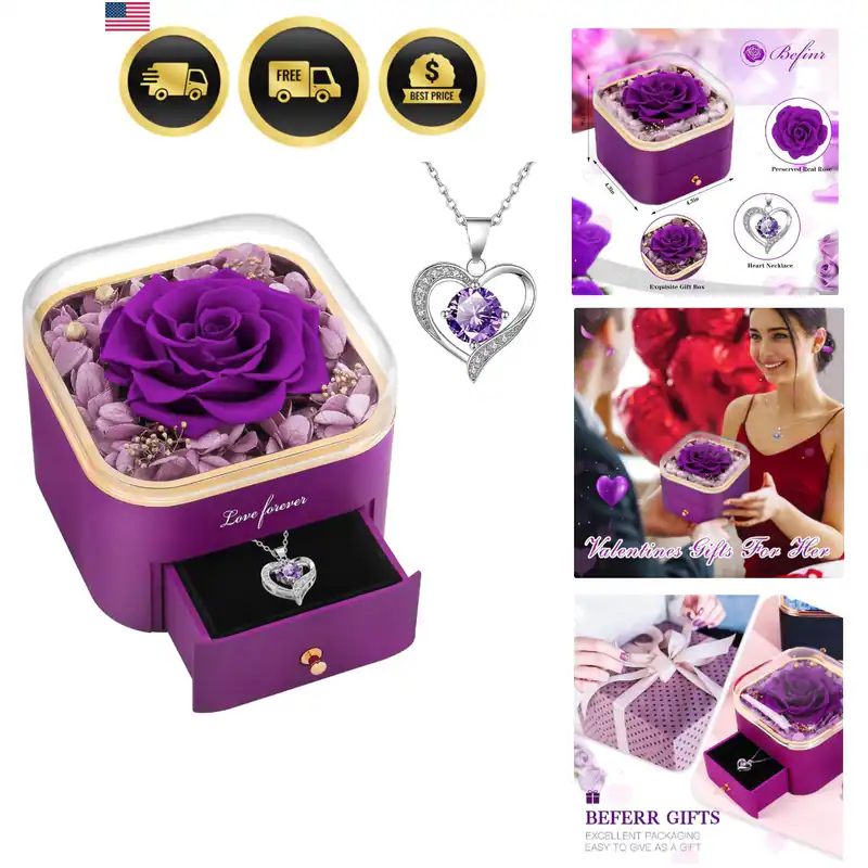 Geschenke für Mama konservierte echte Rose mit Halskette ewige Rosen frische