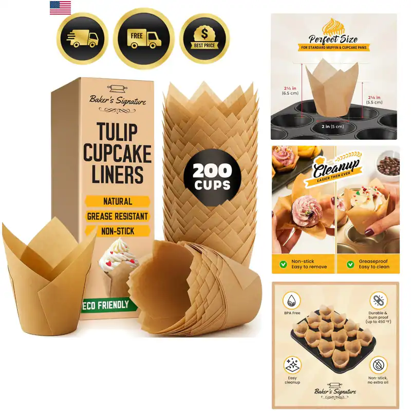 Tulpen Cupcake Liner, Muffin Liner zum Backen von Baker’s Signature - 200