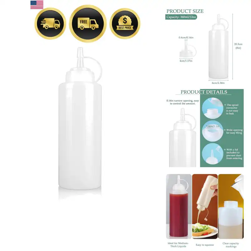 12 Unzen Halbtransparente Weichplastik Gewürz Quetschflasche, Auslaufsicher,