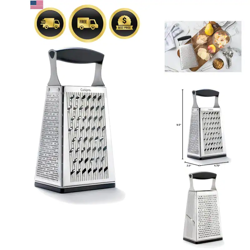 Edelstahl Käsereibe mit Griff, 4-seitige Box Reibe für Küche, Gi...