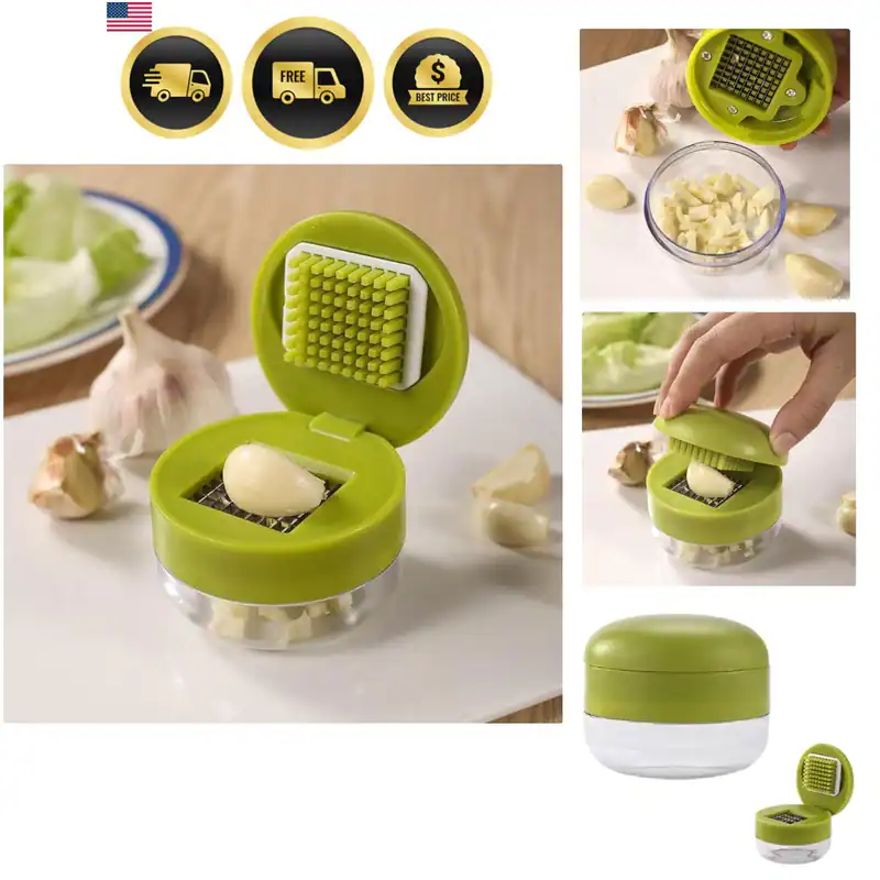 Mini Knoblauch Zerkleinerer und Presse mit Behälter, Manueller Knoblauch