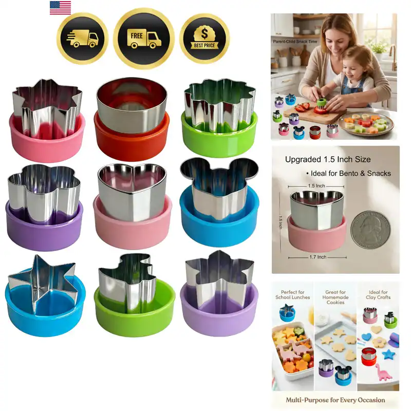 9 Stück 1,5 Zoll Mini Obst Gemüse Ausstechformen Set für Kinder