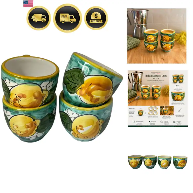 Espressotasse 4er Set, Keramiktassen Made in Italy, 2 Unzen Italienische