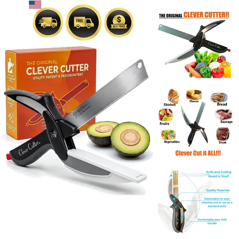 Clever Cutter 2 in 1 Küchenschere und Schneidebrett zum Zerkleinern von