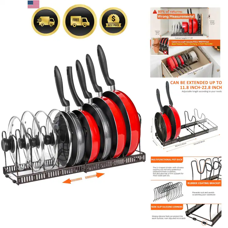 Topfregal Organizer - Erweiterbar Topf und Pfanne Organizer für Schrank,