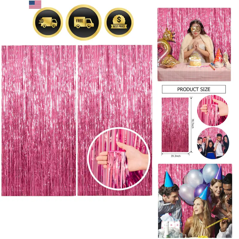 2er Pack Rosa Hintergrund Party Deko Lametta Vorhang Party Hintergrund Folie