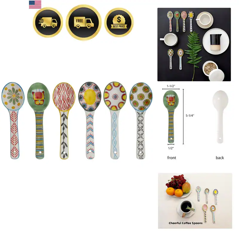 Keramik Kaffeelöffel 6er Set - Mehrzweck Teelöffel für Espresso/Tee/Dess...