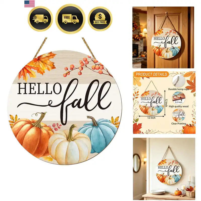 Herbstdeko für Zuhause Herbst Türdeko Hallo Herbst Kürbis Wanddeko
