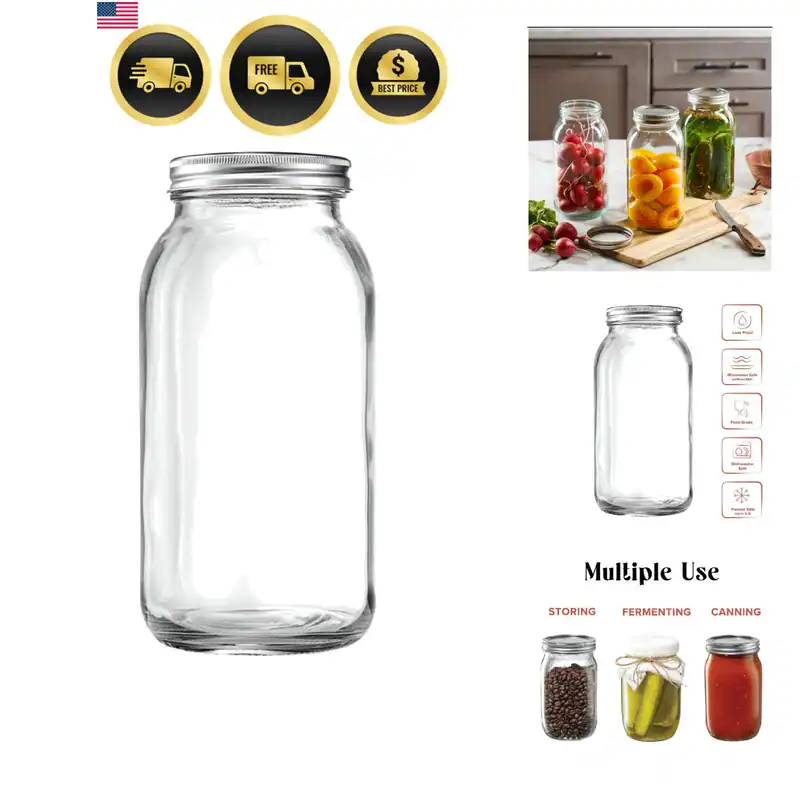 1 Stück 64 Unzen Einmachgläser aus Glas mit breiter Öffnung und luftdichten