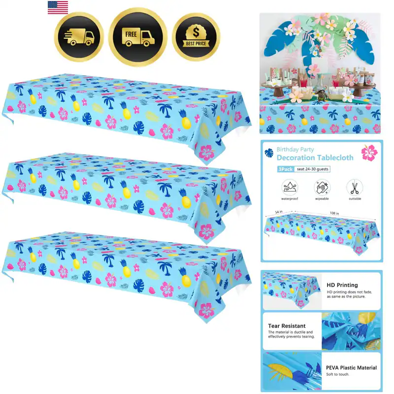 3 Stück Palmblätter Tischdecken Geburtstag Party Deko Zubehör Hawaii...