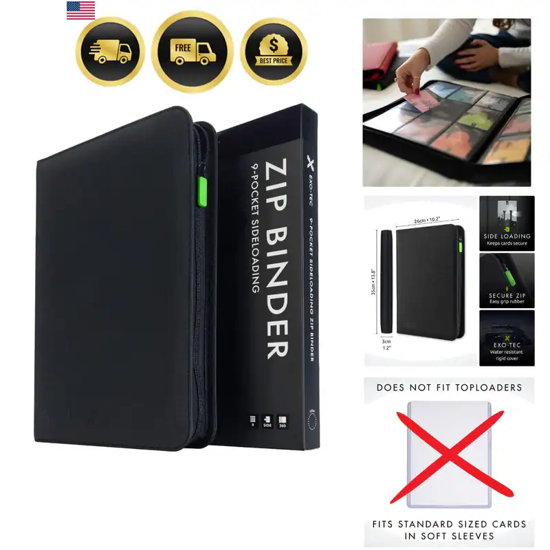 9 Pocket Trading Card Zip Binder, 360 Karten, Exo-Tec Album Material, 20