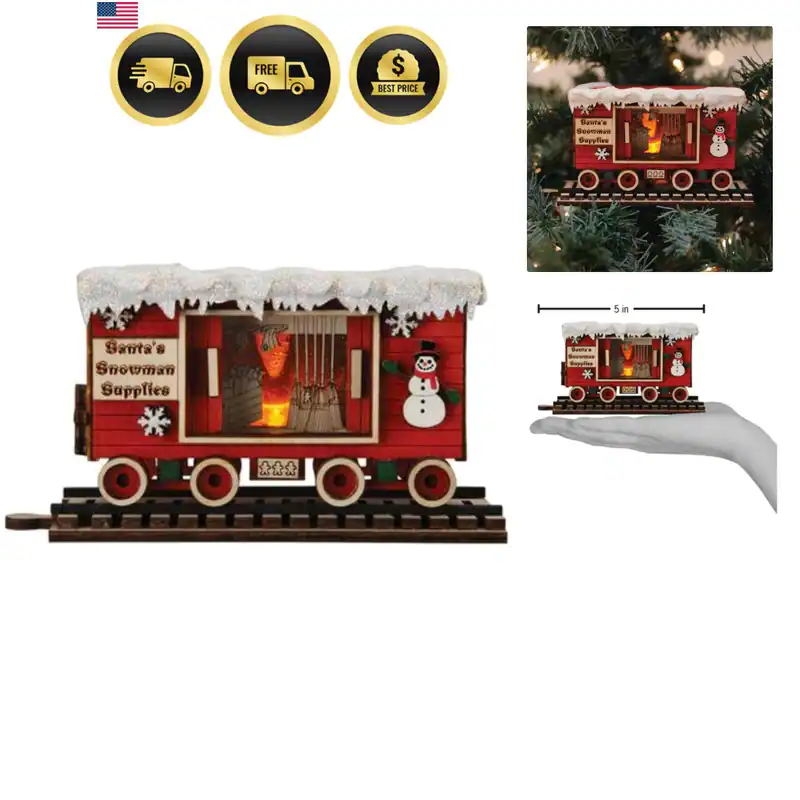 Schneemann Box Auto Holz Ornament für Weihnachtsbaum, Handarbeit