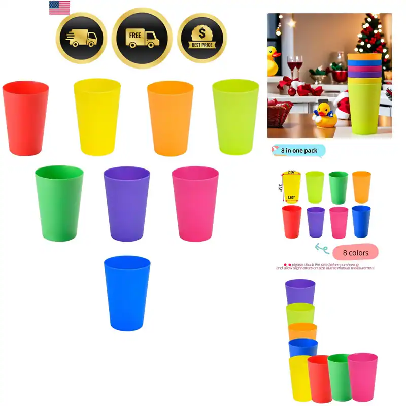 8er Set, Mini Plastikbecher 5,5 Unzen, Wiederverwendbare Offene Becher in 8