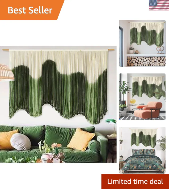 Makramee Wandbehang grüne Faser Boho Wandbild Unikat Handarbeit groß