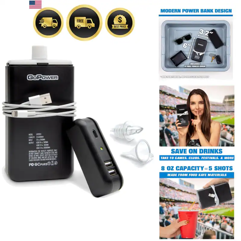 Powerbank Flachmann 8 Unzen - Versteckter Alkohol Reiseflasche - Geheimer