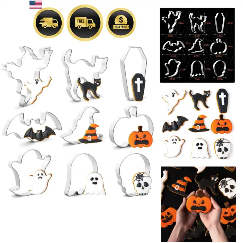 Halloween Ausstechformen Set, 9 Stück Edelstahl Metall Halloween Plätzchen C...