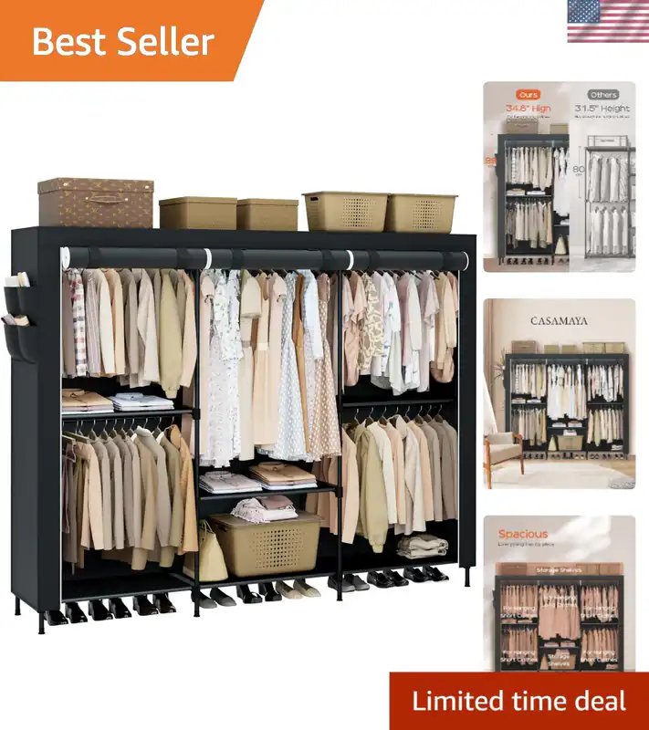 Tragbarer Schrank Kleiderschrank Organizer mit Abdeckung Kleidung Aufbewahrung