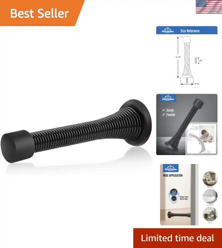 12 Stück Schwarz Feder Türstopper, 3-1/8" Schwerlast - Flexibler Türstopper